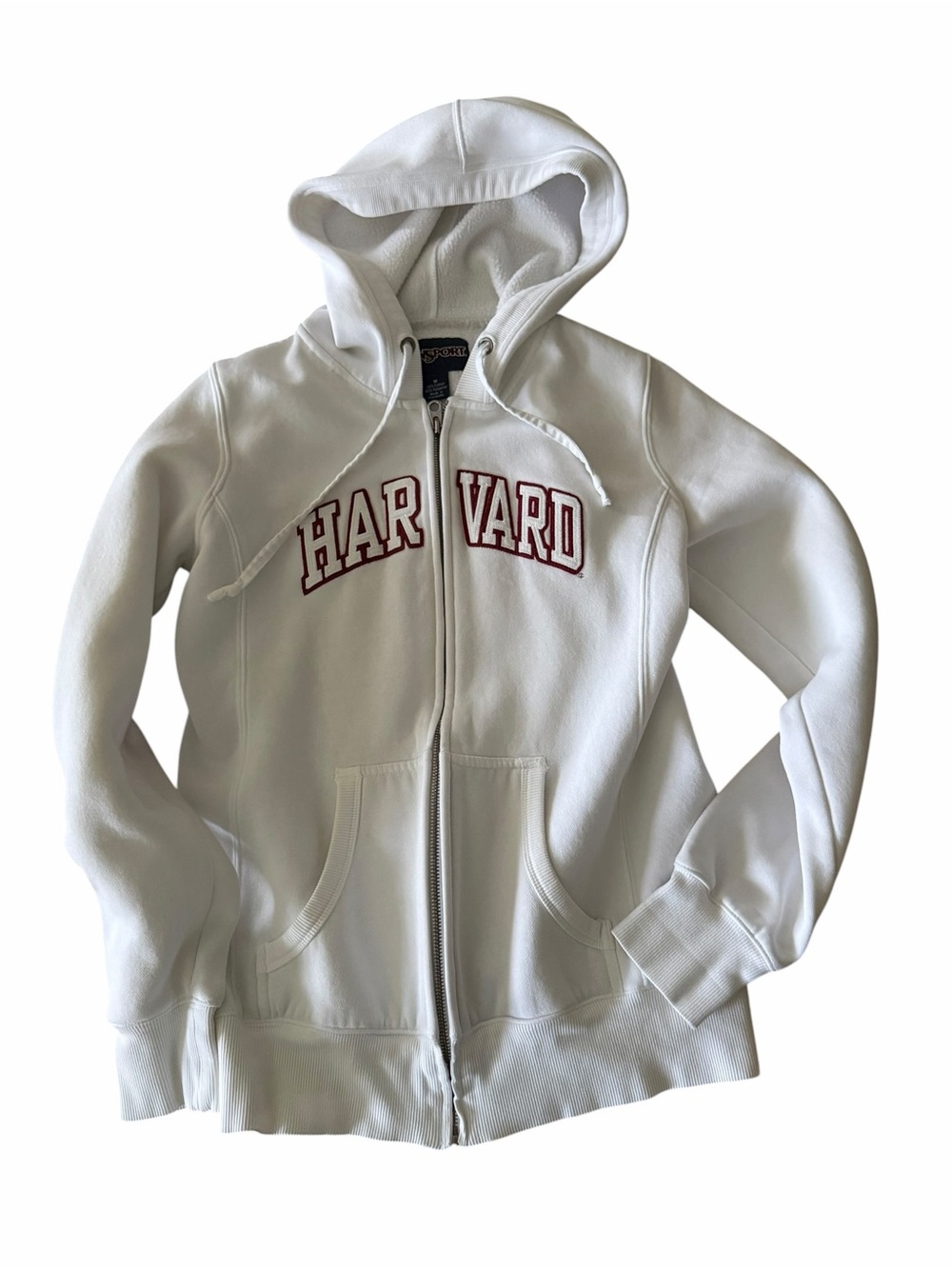 Jansport Navy Label white hoodie with Maroon Logo M